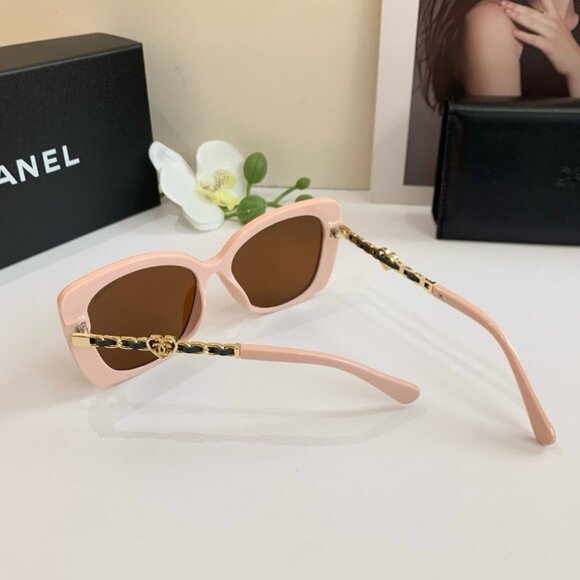 Blush Chanel Sunglasses - Chic Cat-Eye Frame & Brown Tint - Picture 2 of 4